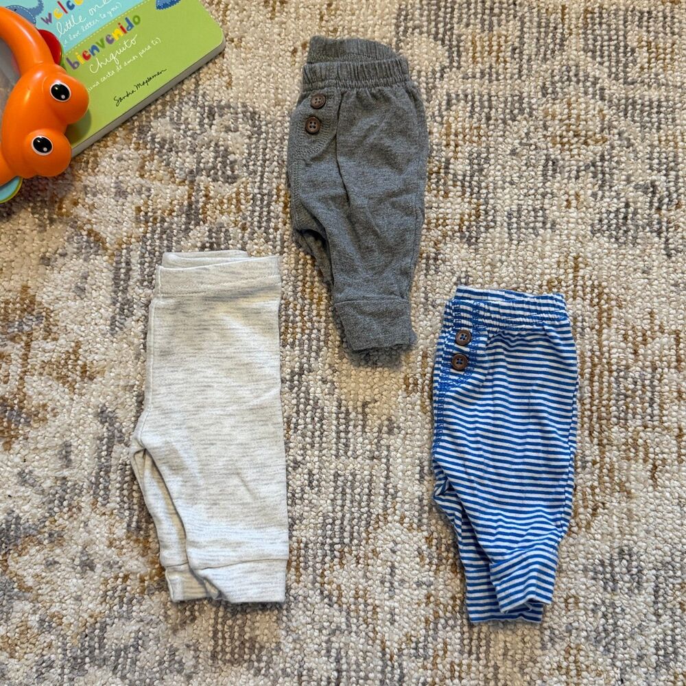Baby Boy Pants Lot 3pc Simple Joys NB, Garanimals 0-3M